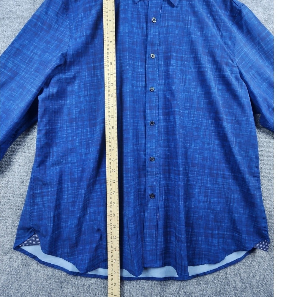 CON.STRUCT Slim Fit Blue Crosshatch 4-Way Stretch Button Down Shirt Mens XXL - Picture 8 of 10